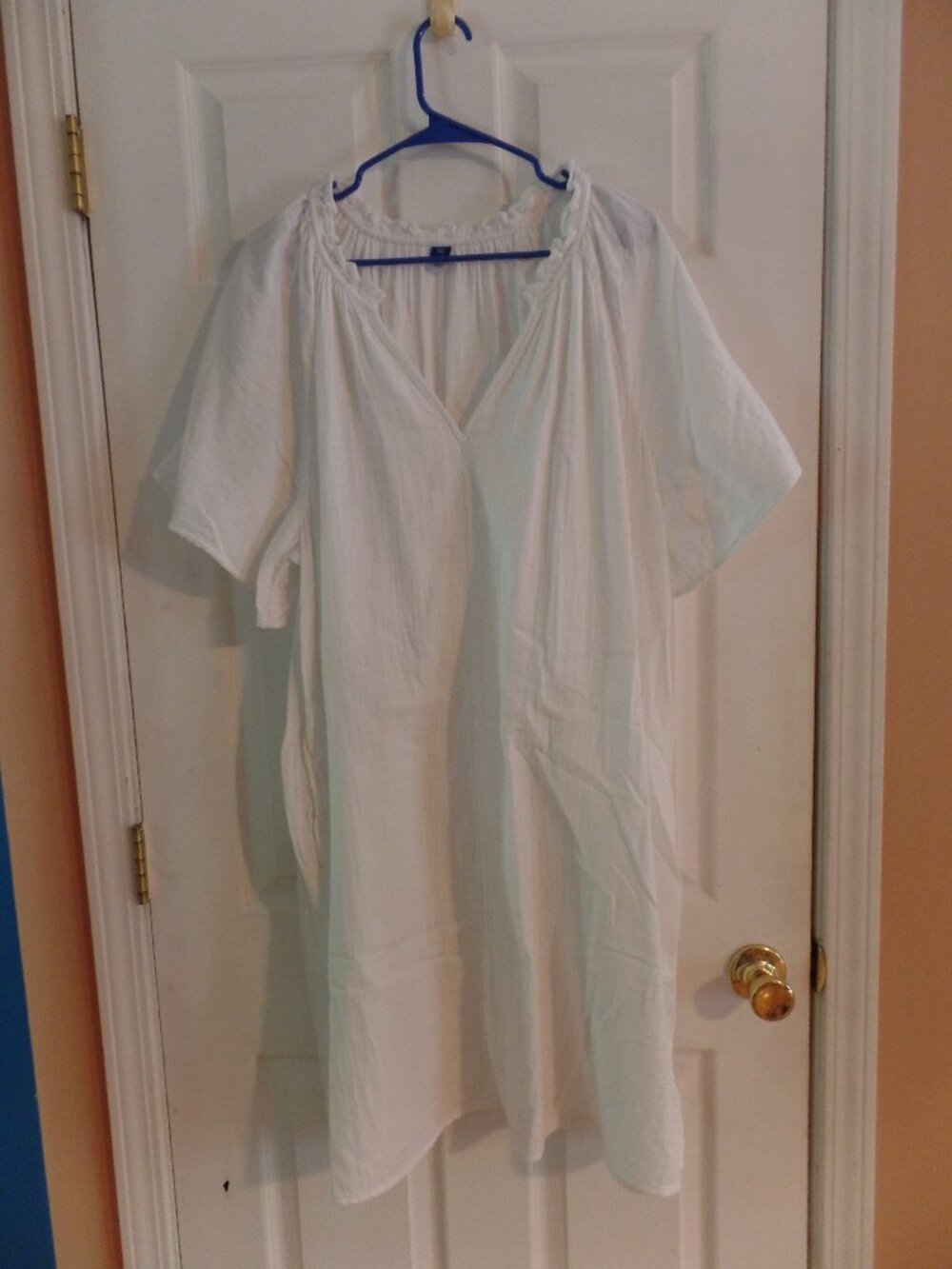 EUC Old Navy XXL TALL 18 20 White Gauze V Neck Unlined Sheath Dress w/Pockets